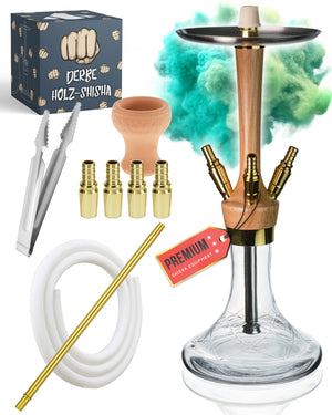 Derbe Holz Shisha - 4 Anschlüsse